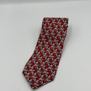 Vintage Museum Artifacts Cow All Over Print Hand Seen Silk Red Neck Tie 1990’s